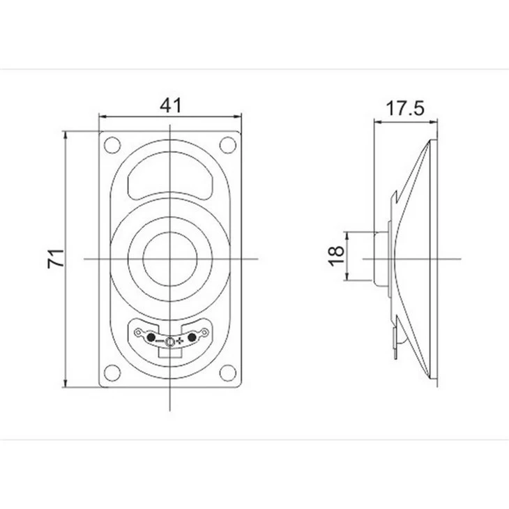TV speaker driver XDEC-4070B-1 size