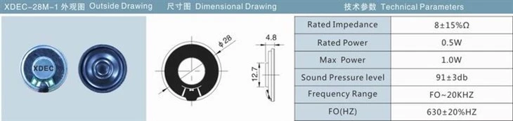 28mm 8Ohm 0.5w Speaker Driver-1