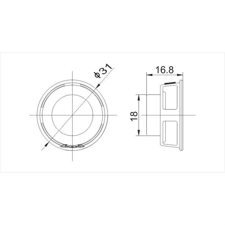 18*16.8mm 31Ohm 2watt Speaker